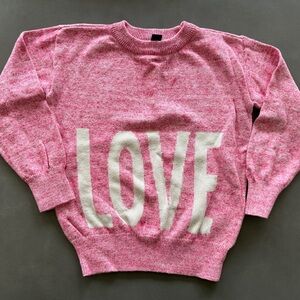 GAP Sz 4-5 Pink and White LOVE Sweater